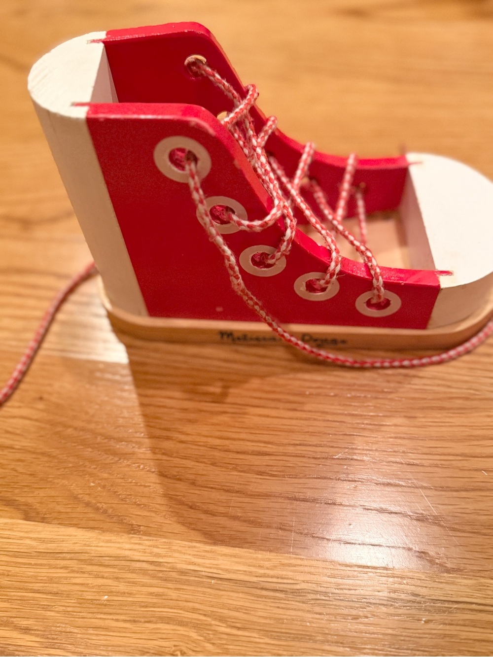 Melissa & Doug Deluxe Wood Lacing Sneaker - Learn to Tie a Shoe Educational Toy
